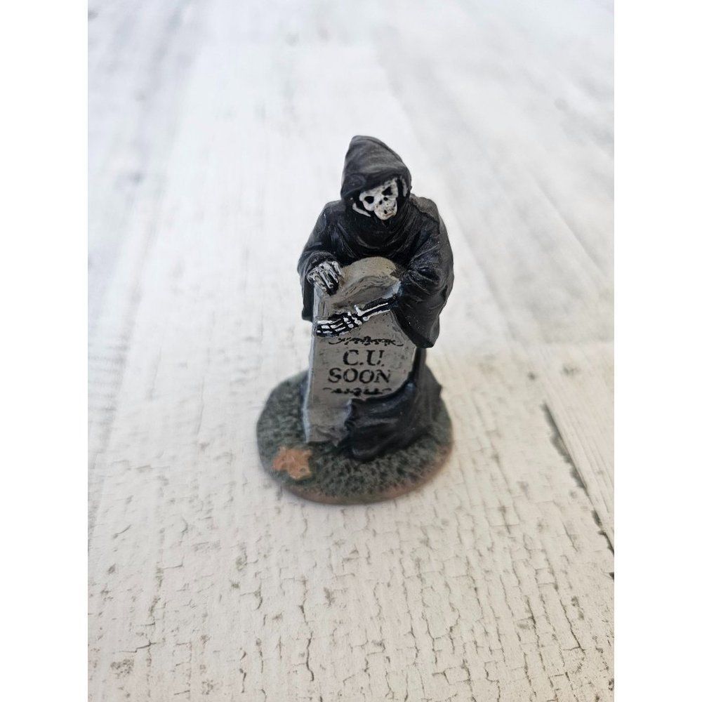 Lemax grim reaper tombstone people village accessory skeleton